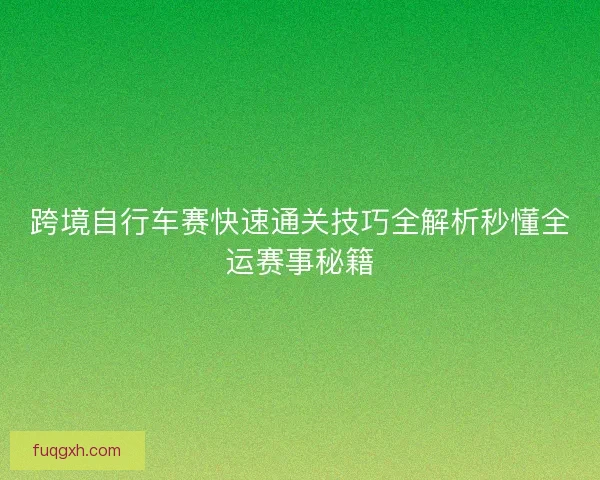 跨境自行车赛快速通关技巧全解析秒懂全运赛事秘籍